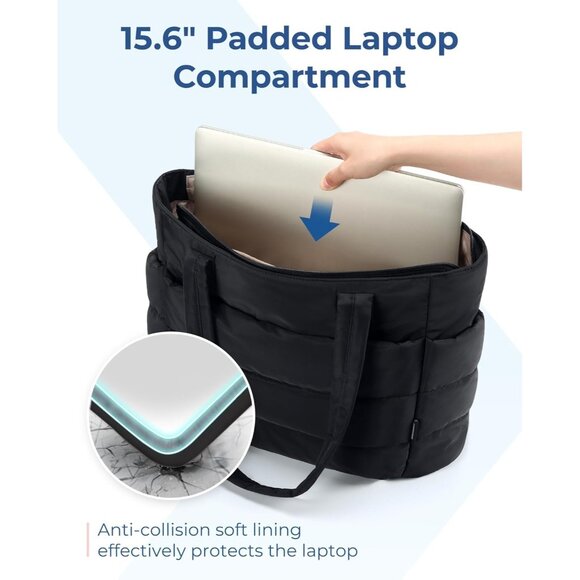 Women Grayish Brown Lightweight Puffy Tote Bag for Travel Gym With Multi-pocket - Picture 4 of 6